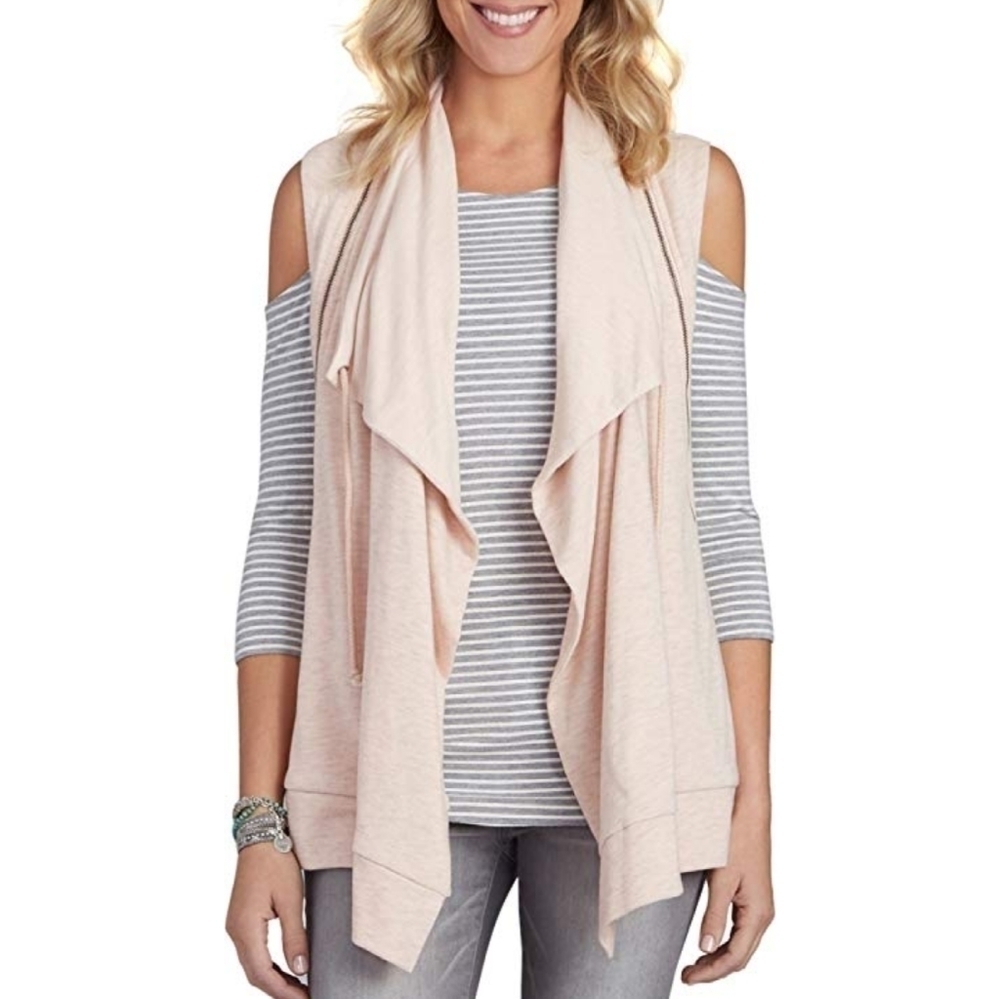 NWT Democracy Long Cascading Collar Zipped Vest